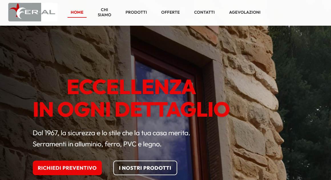 Screenshot di fer-al.com — presenza online per un'azienda reale
